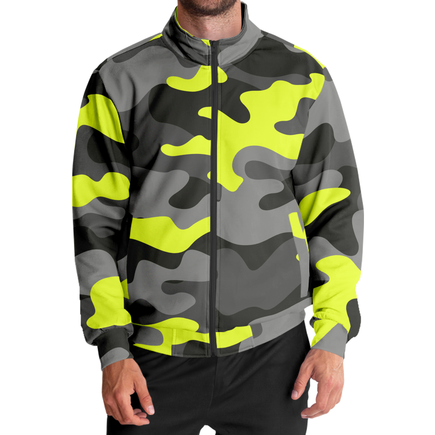 Camo Track Jacket | Black, Gray & Yellow Camouflage