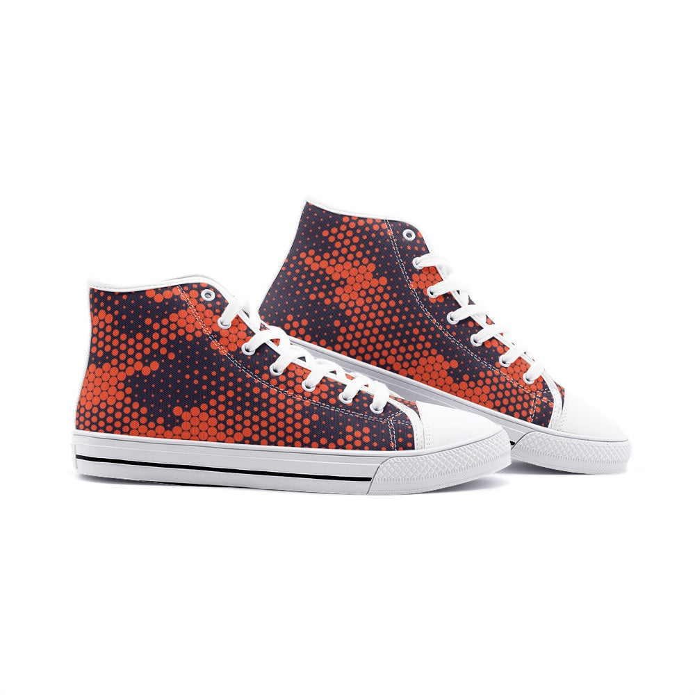 Camo Shoes | HIgh Top Canvas | Orange & Blue Digital