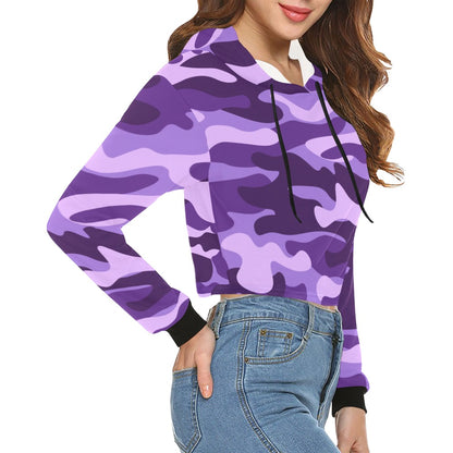 Cropped Camo Hoodie | Tight Fit | Purple, Blue, and Mauve Camouflage