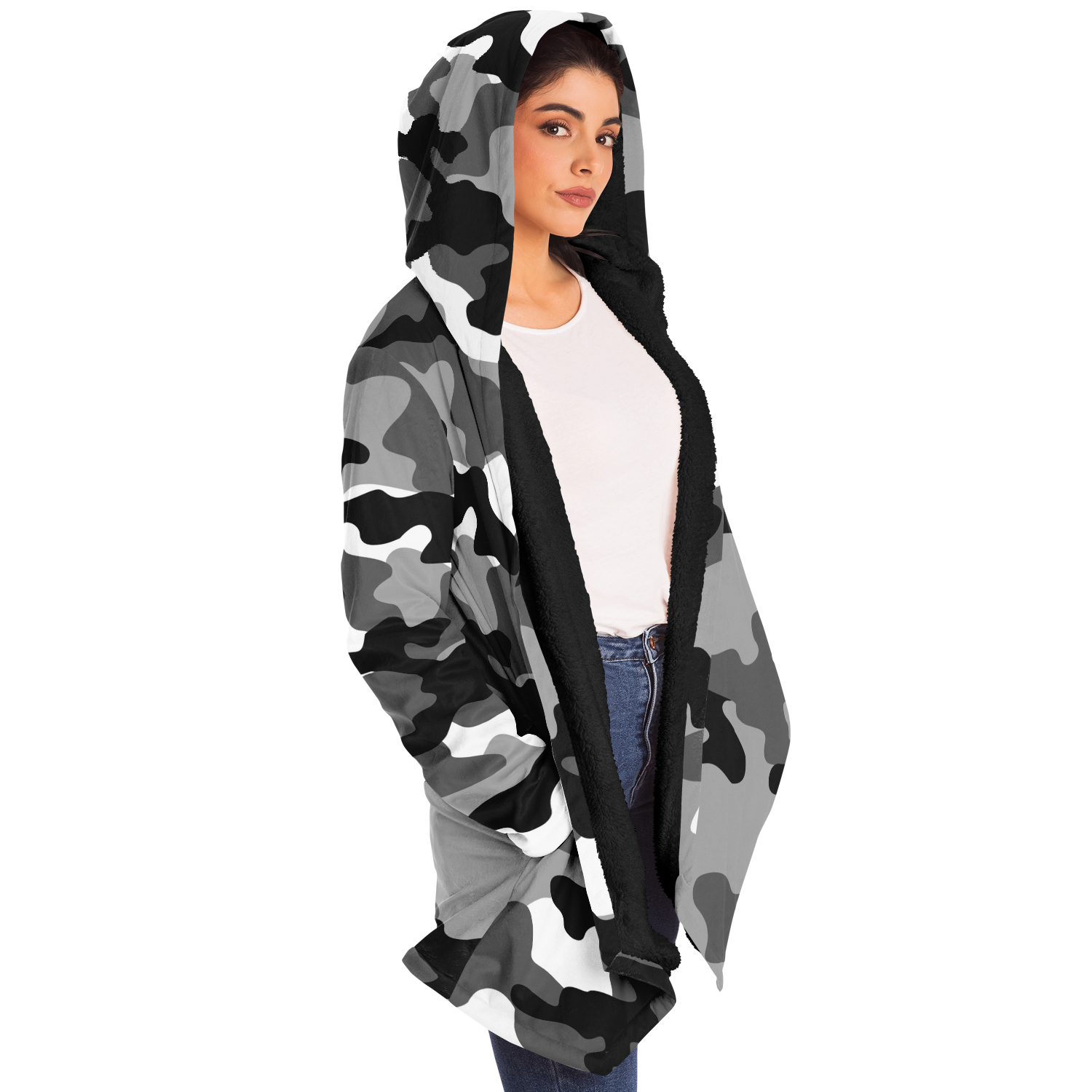 Camo Cloak | Black, White, & Gray Camouflage | Microfleece