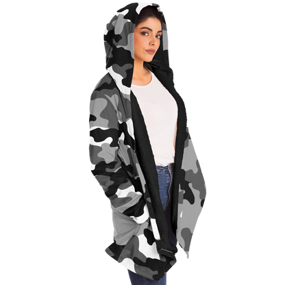 Camo Cloak | Black, White, & Gray Camouflage | Microfleece