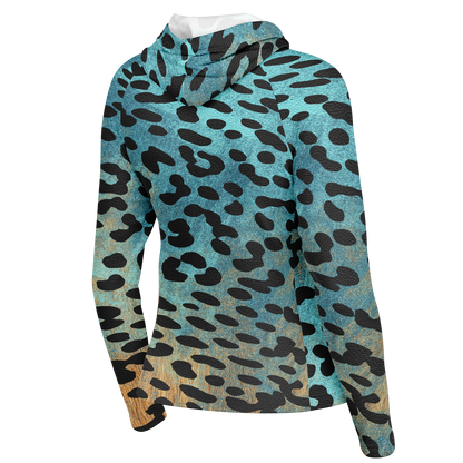 Performance Shirt for Women | Blue & Orange Cheetah Print