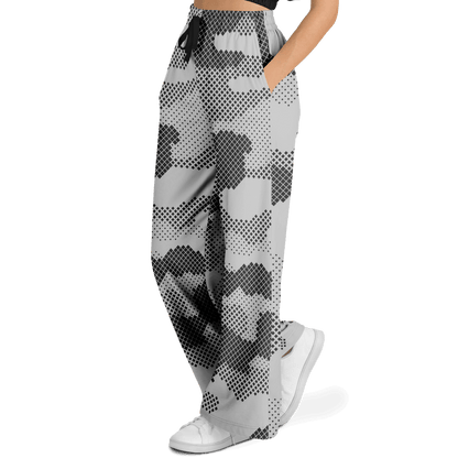 Camo Wide Leg Pants | Black & White Digital Dotted