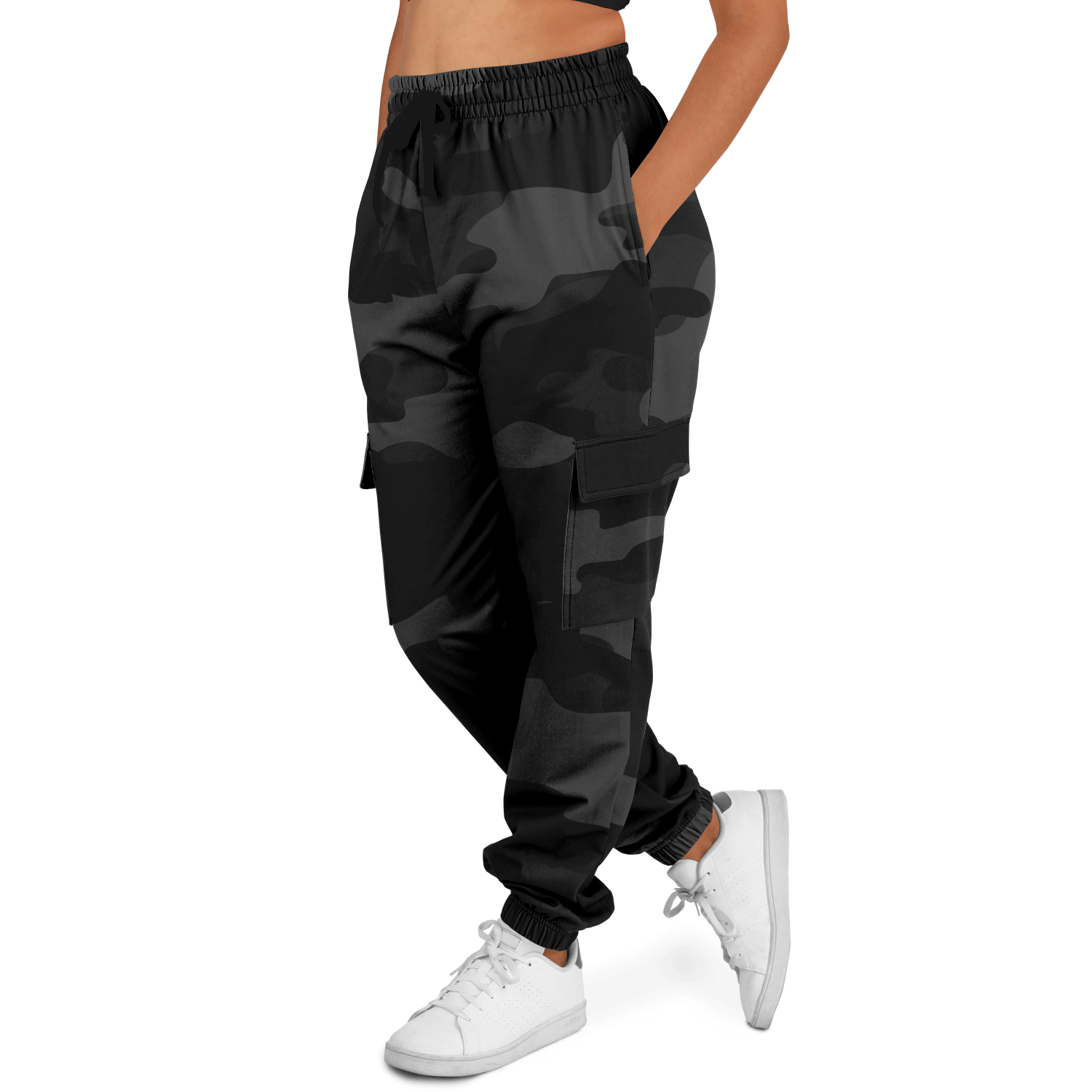 Camo Cargo Pants | Unisex | Black Camouflage