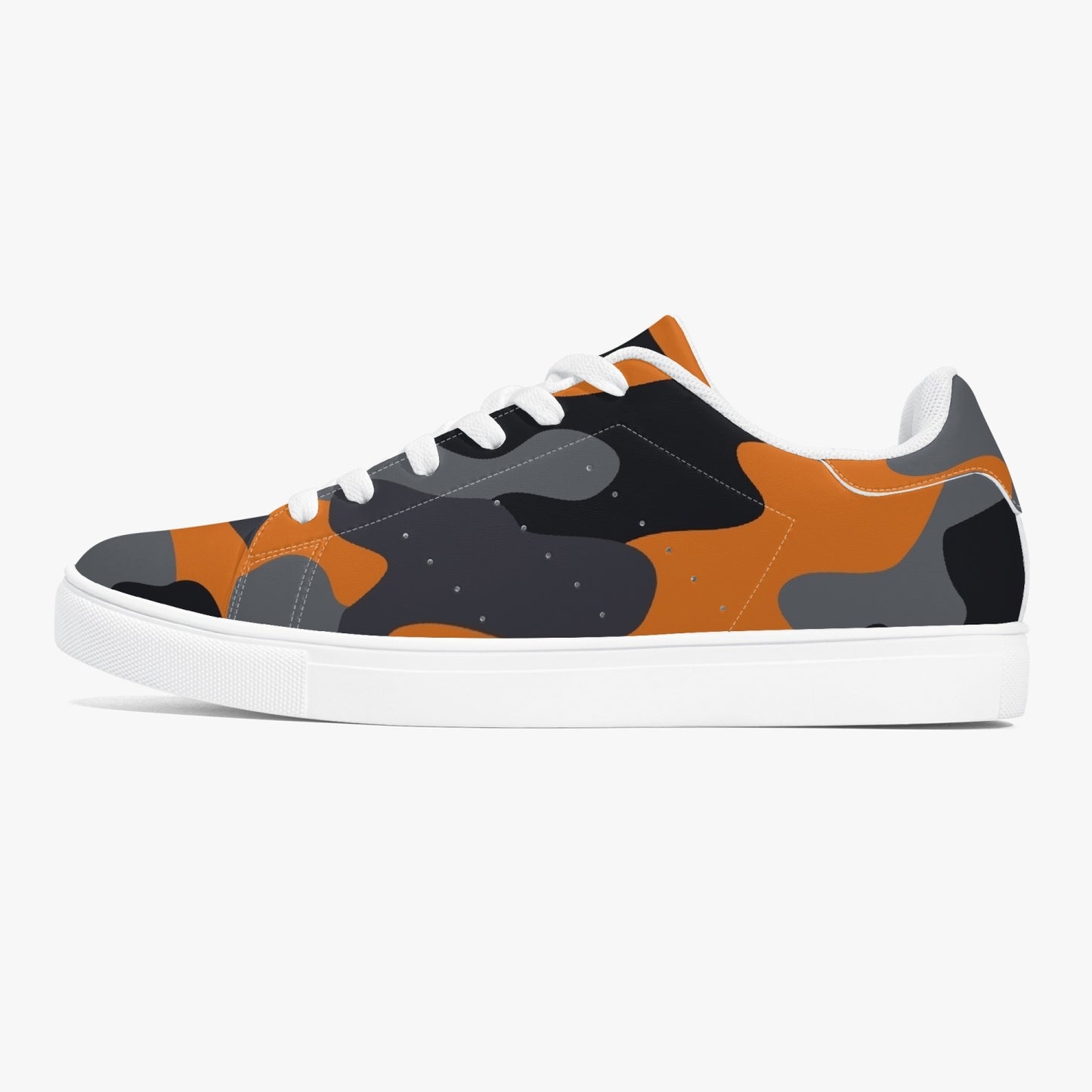 Camo Sneakers | Classic Low-Top | Orange, Black, & Gray