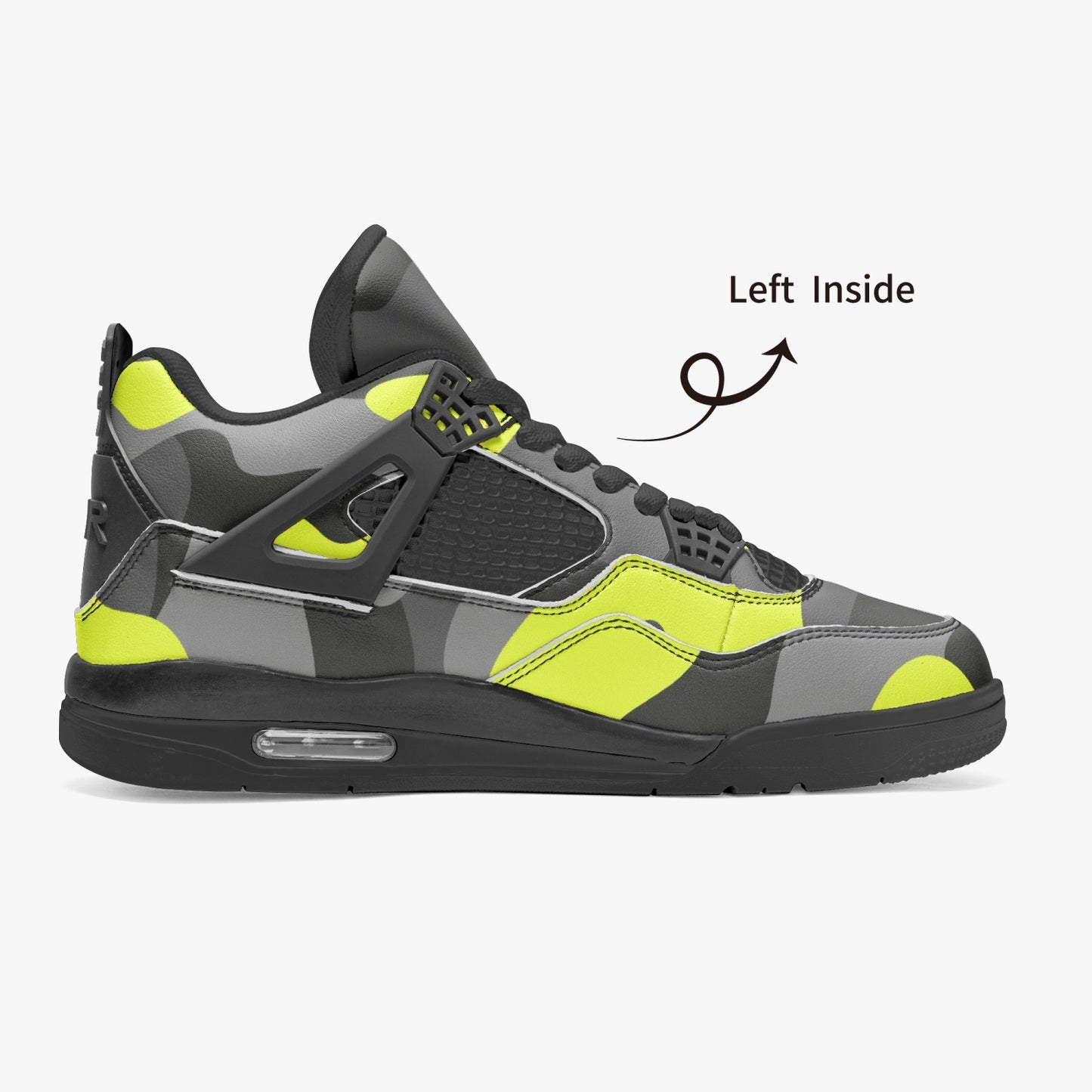 Camo Jordans AJ4 | Yellow, Black and Gray Camouflage