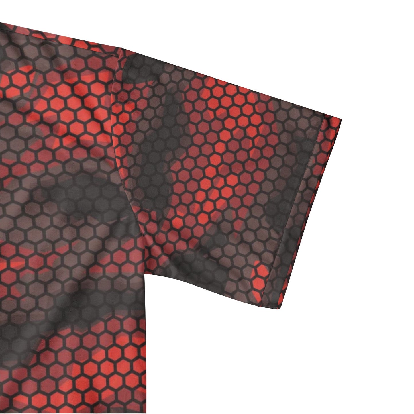 Red Camo Golf Shirt | Geometric Hive Camouflage Pattern