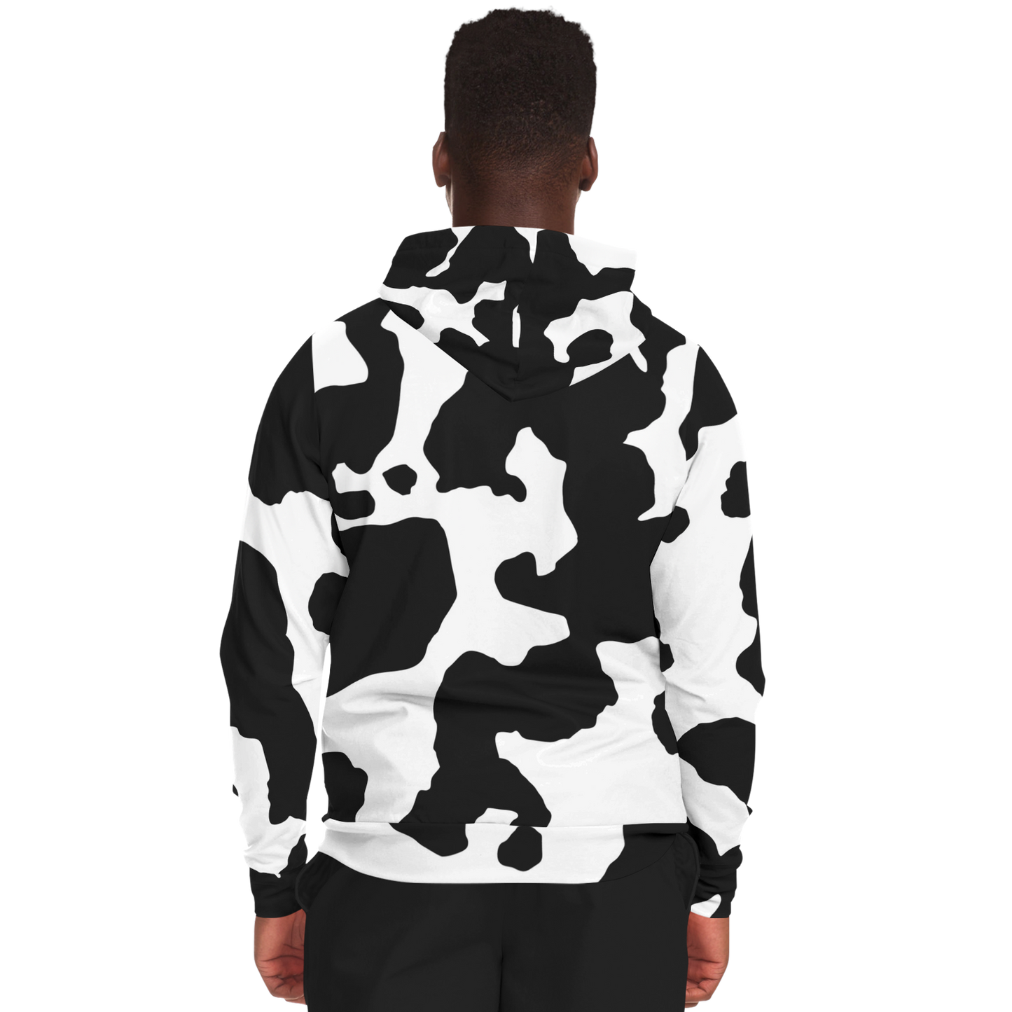 Zip-Up Hoodie | Black & White Camouflage