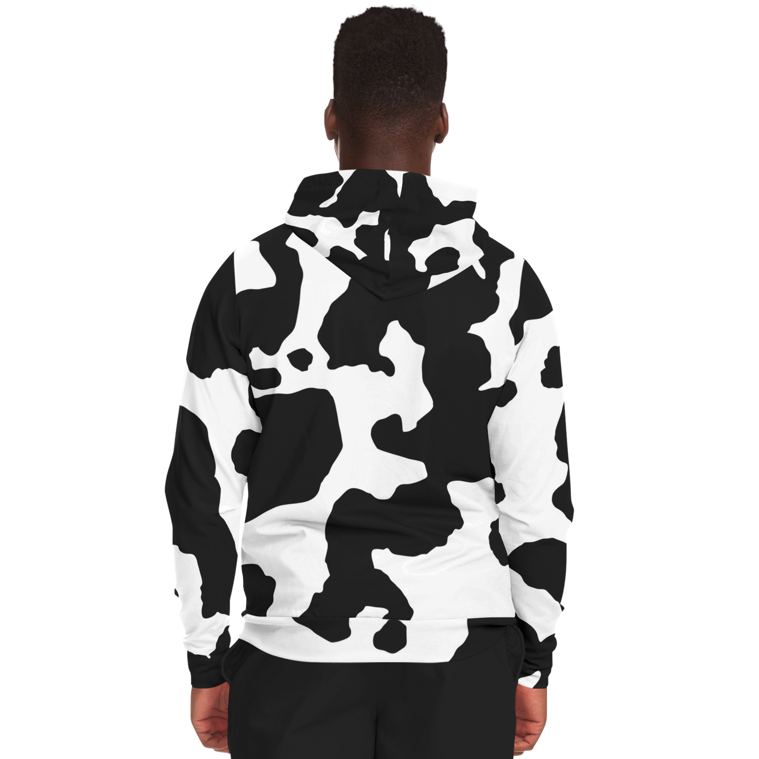 Zip-Up Hoodie | Black & White Camouflage