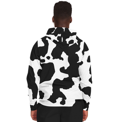 Zip-Up Hoodie | Black & White Camouflage