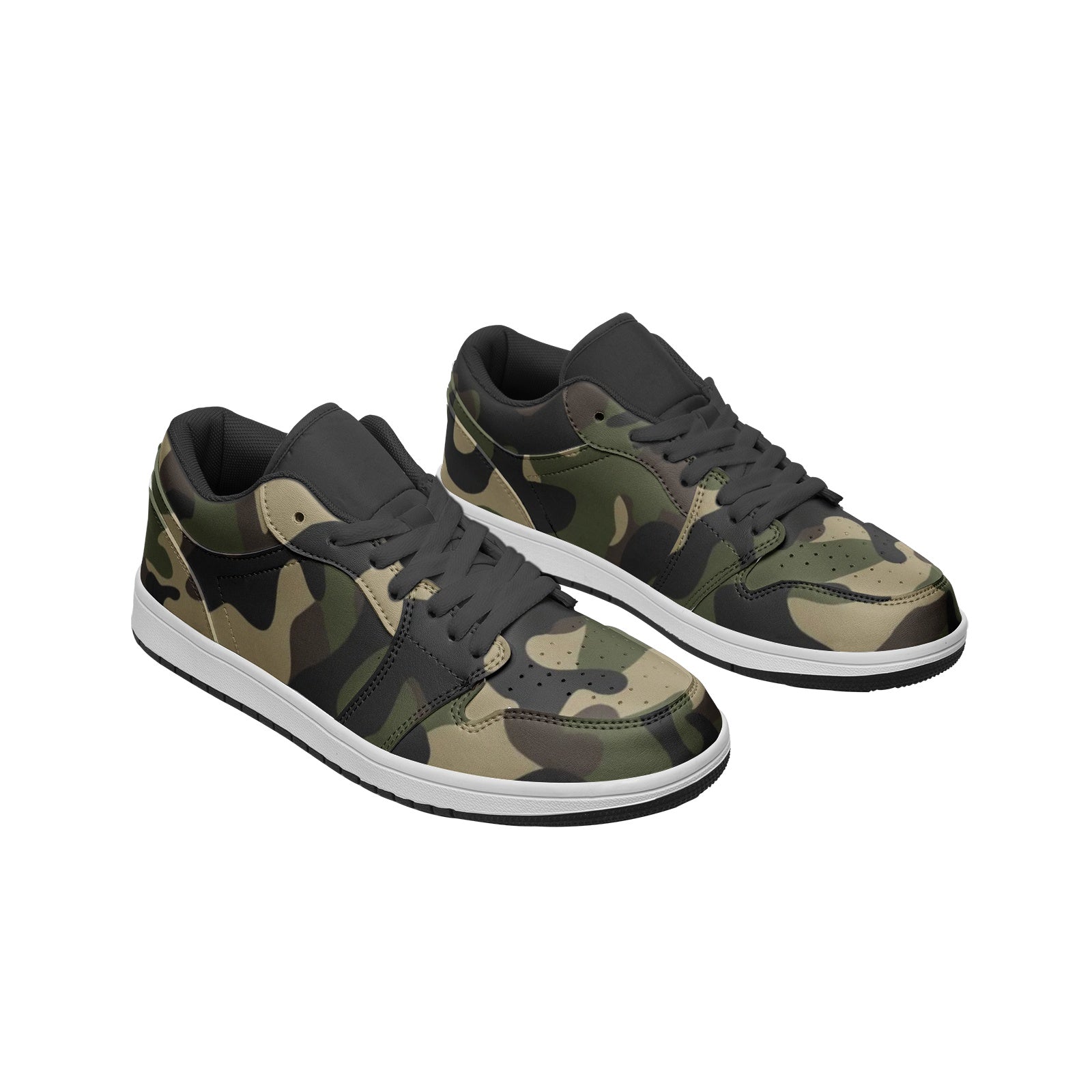 Classic Brown Camo Sneakers | Unisex Low Top Leather