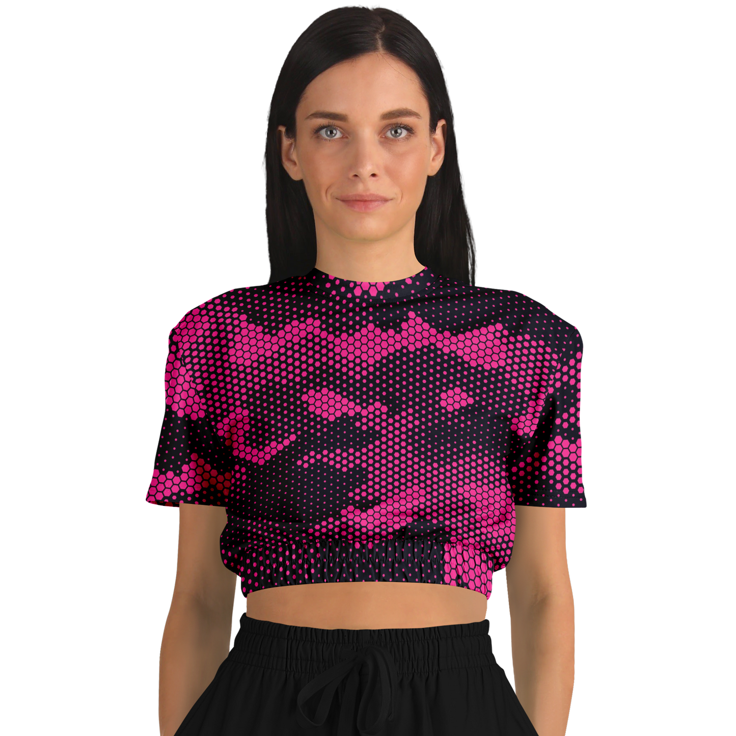 Camo Crop Top Sweatshirt | Pink Digital Dotted Hexagonal