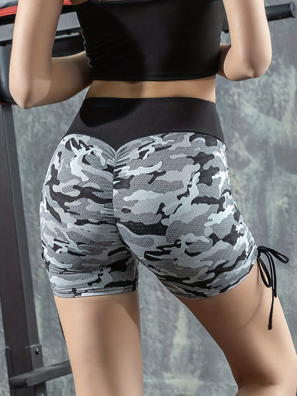 Women's Camo High-Waist Sports Shorts: Yoga, Running & Workout