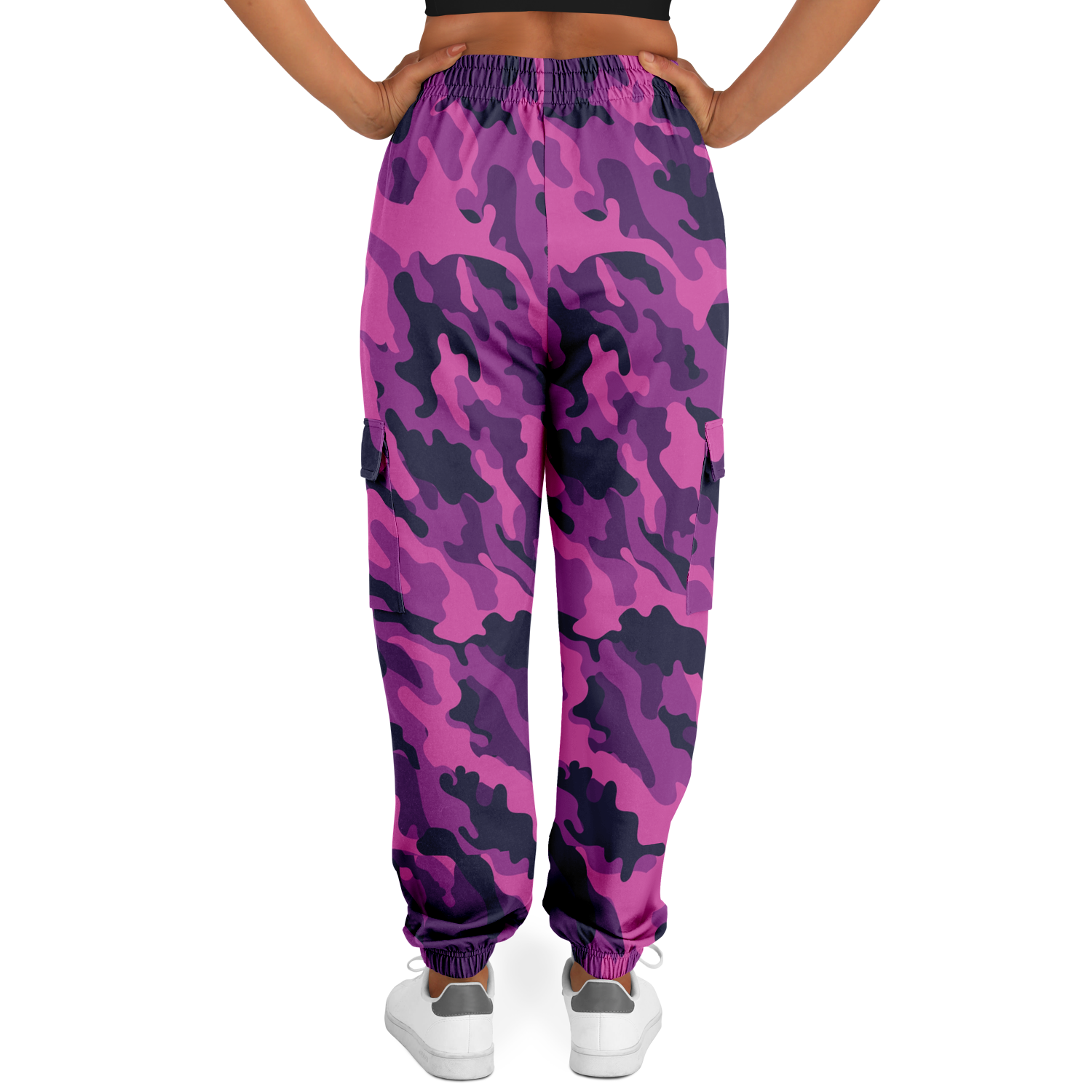 Pink Camo Cargo Pants | Blue & Magenta Mixed Camouflage