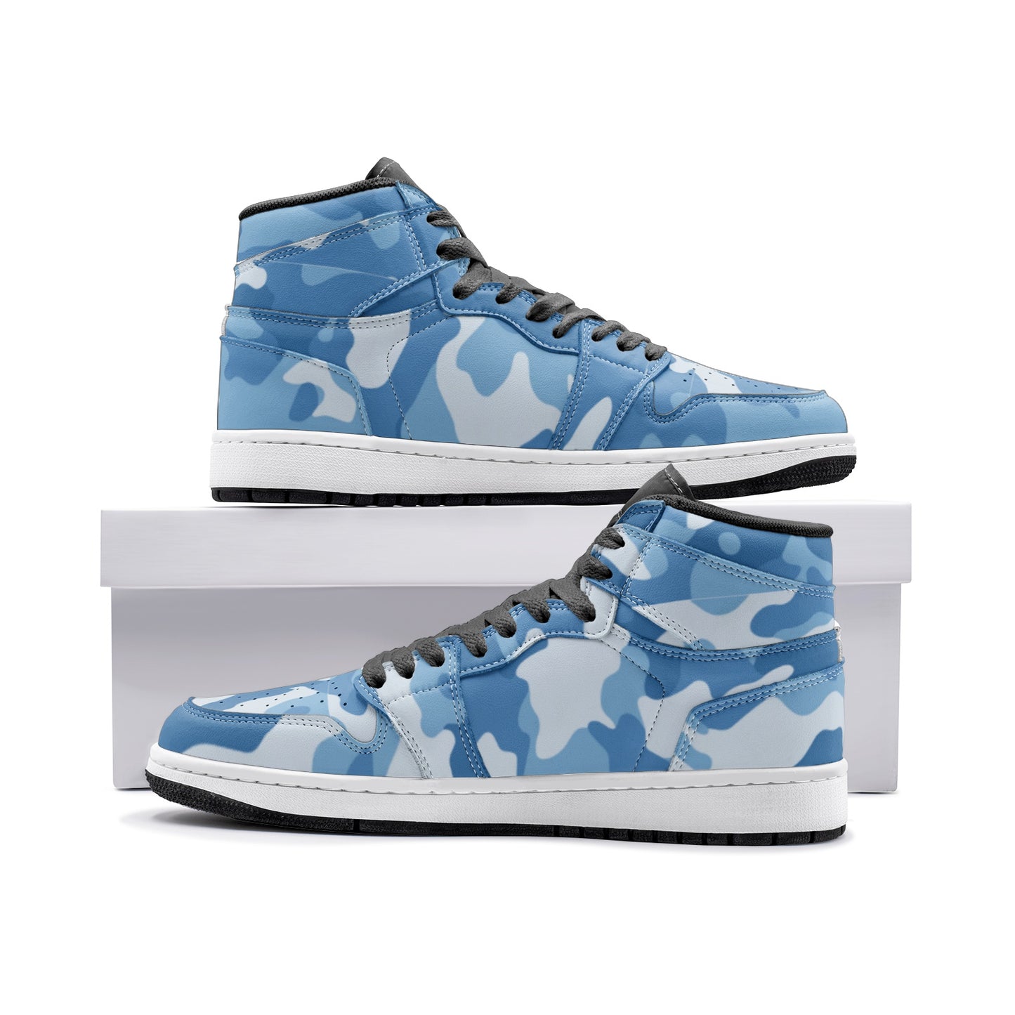 Military Blue Camo Sneakers | High Top Leather