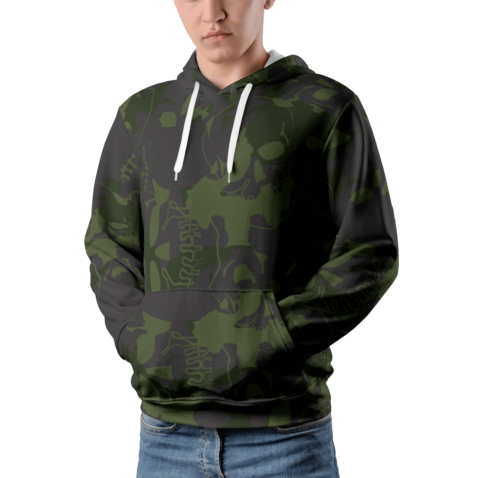 Skulls Camouflage Hoodie For Men | Shades of Green