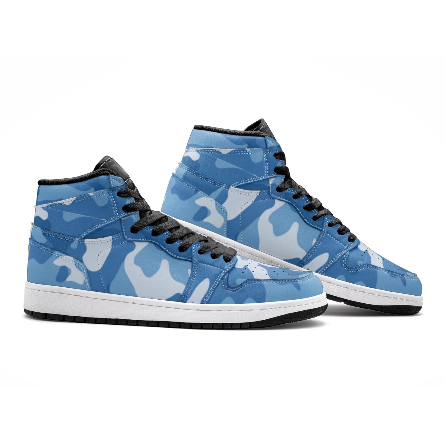 Military Blue Camo Sneakers | High Top Leather