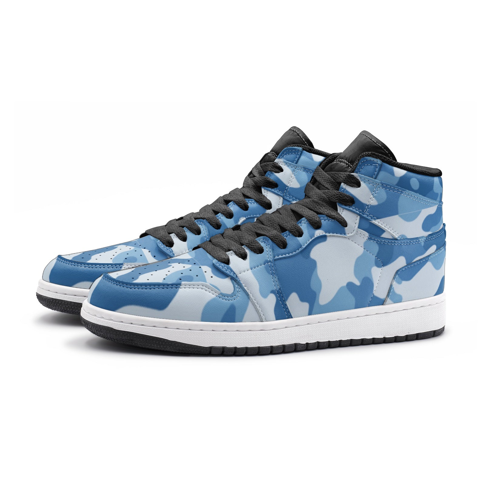 Military Blue Camo Sneakers | High Top Leather