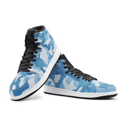 Military Blue Camo Sneakers | High Top Leather