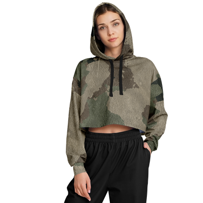 Cropped Hoodie For Women | Dirty Old Brown Camouflage