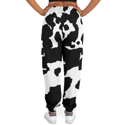 Camo Cargo Pants | Unisex | Black & White Cow Camouflage