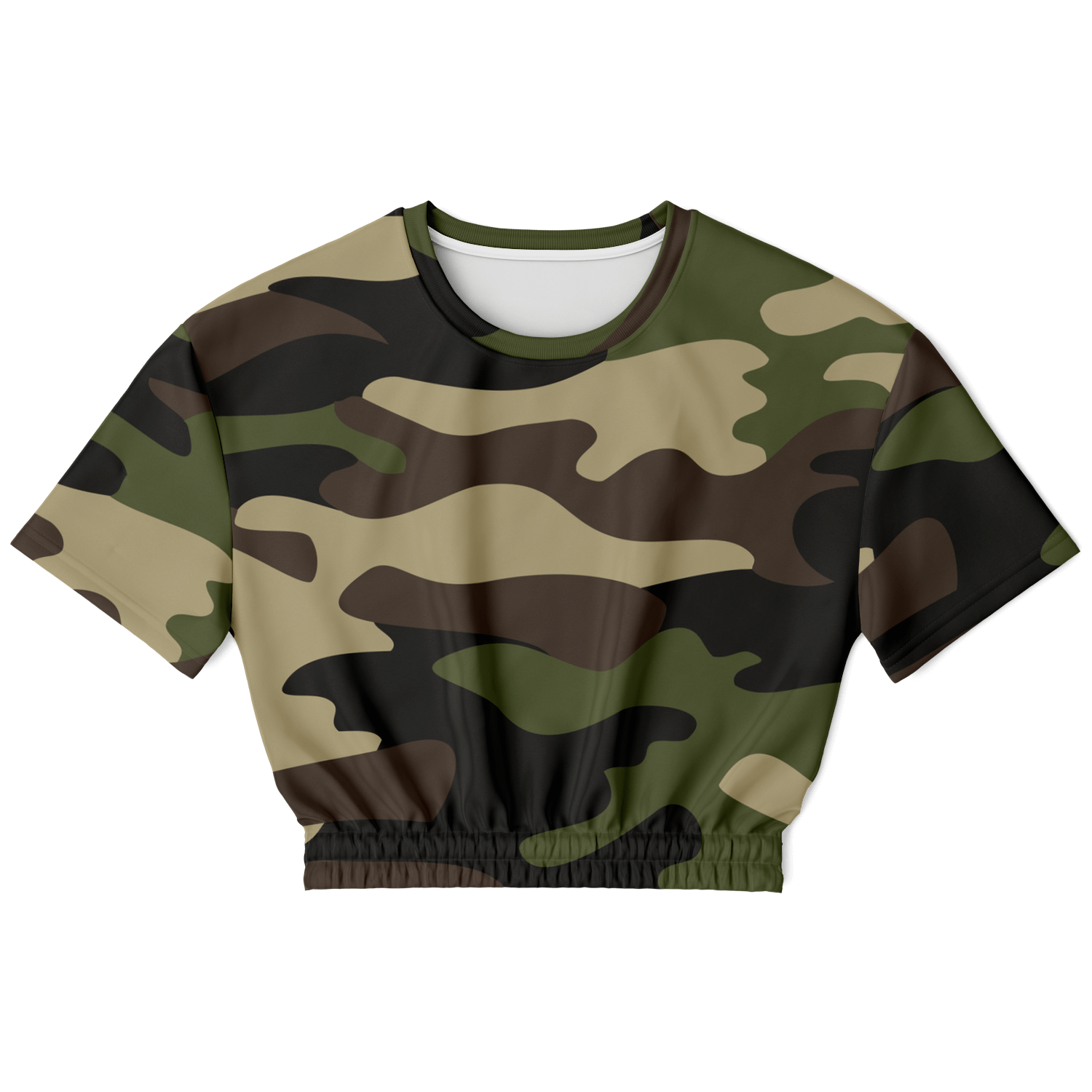 Camo Crop Top Sweatshirt | Classic Green Camouflage