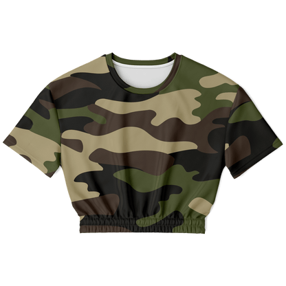 Camo Crop Top Sweatshirt | Classic Green Camouflage