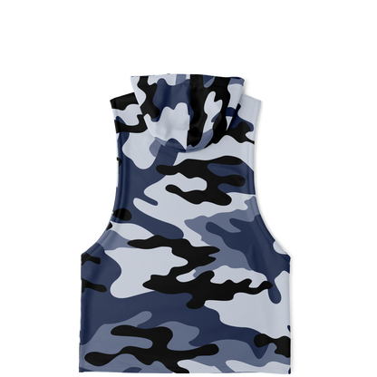 Sleeveless Hoodie | Light Blue Camouflage