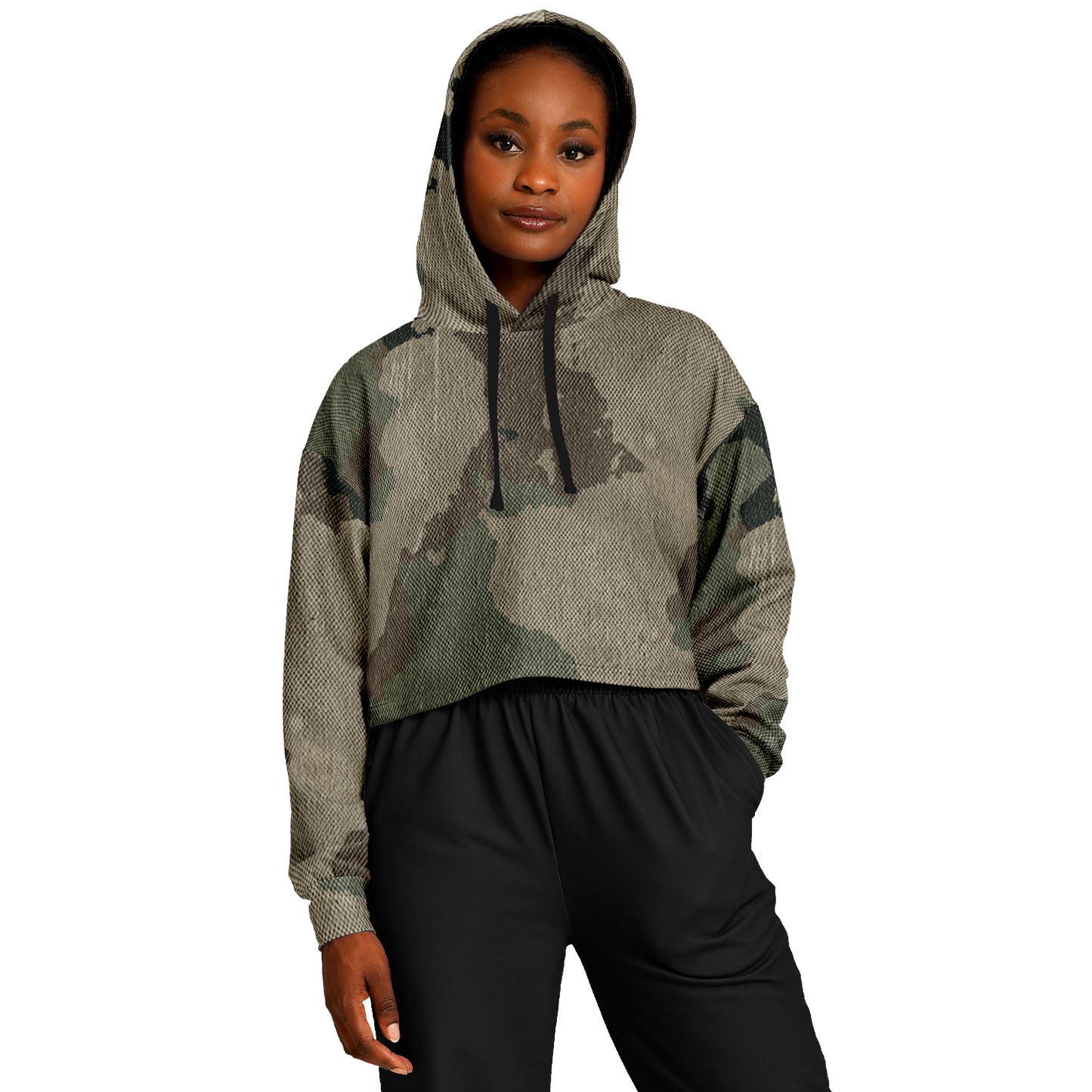 Cropped Hoodie For Women | Dirty Old Brown Camouflage