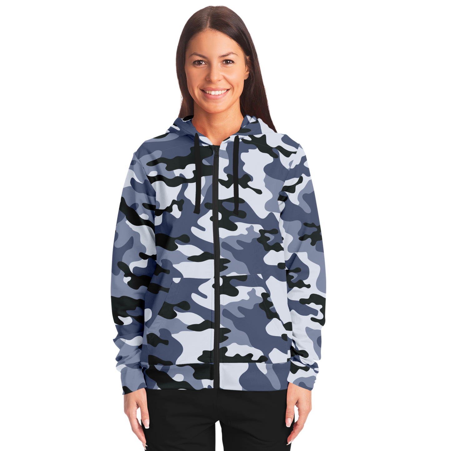 Zip-Up Hoodie | Light Blue Camouflage