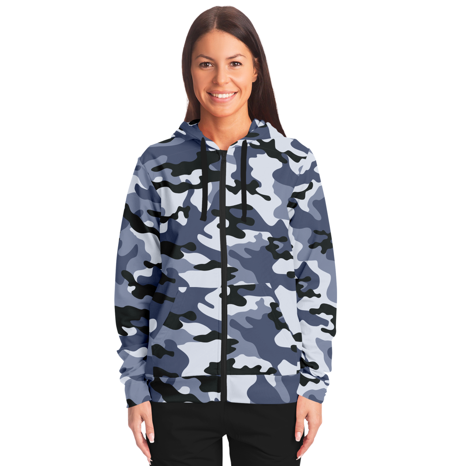 Zip-Up Hoodie | Light Blue Camouflage