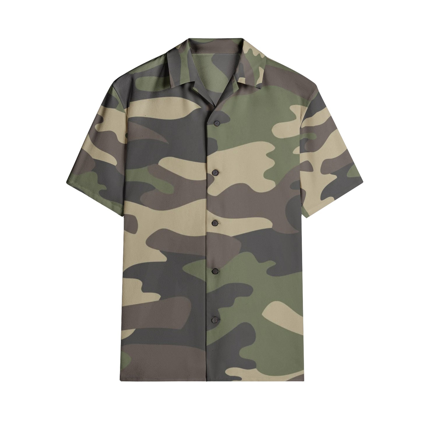 Cotton Camo Shirt For Men | Classic Green Short-Sleeve