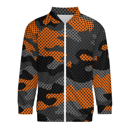 Camo Shirt | Raglan Zip-up | Orange and Black Pixel