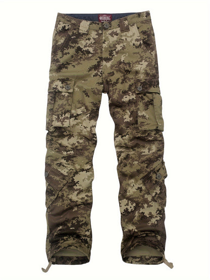 Camo Cargo Pants for Men: Cotton, Casual Fit, Zip & Drawstring Closure