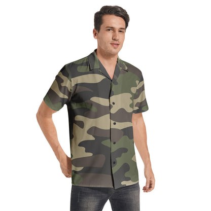 Cotton Camo Shirt For Men | Classic Green Short-Sleeve