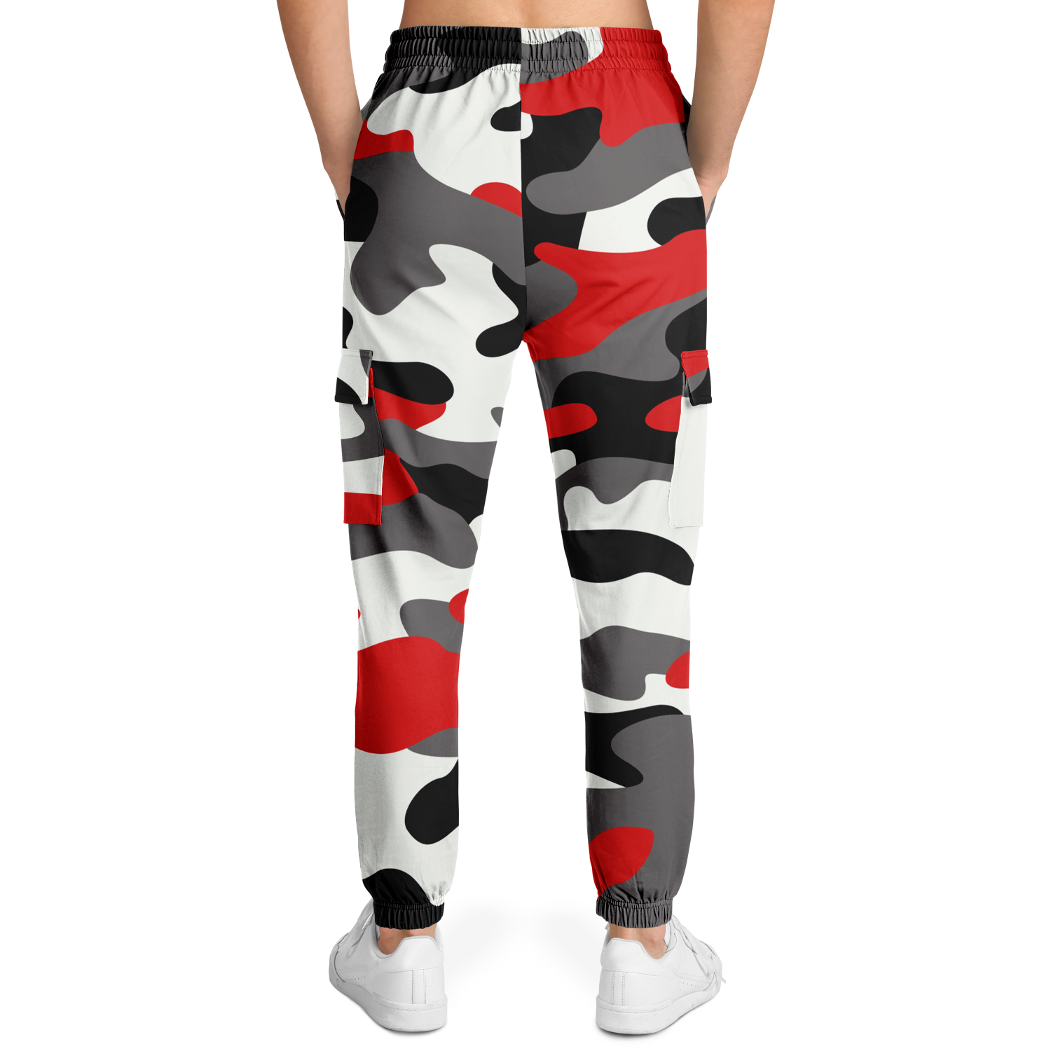 Camo Cargo Pants | Unisex | Red, Black & White Camouflage