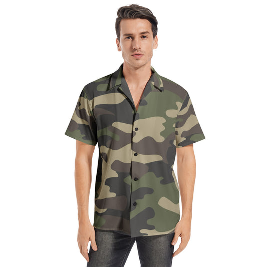 Cotton Camo Shirt For Men | Classic Green Short-Sleeve