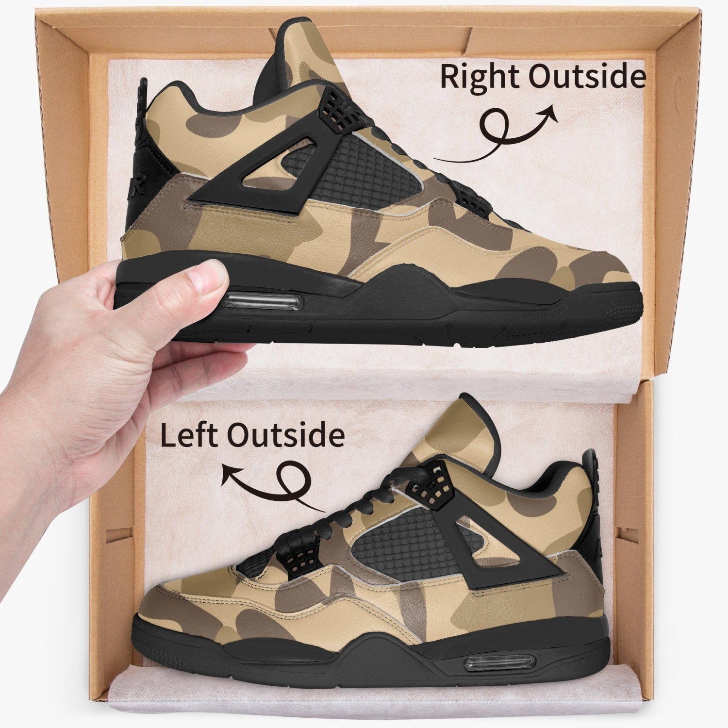 Camo Jordans AJ4 | Khaki Camouflage