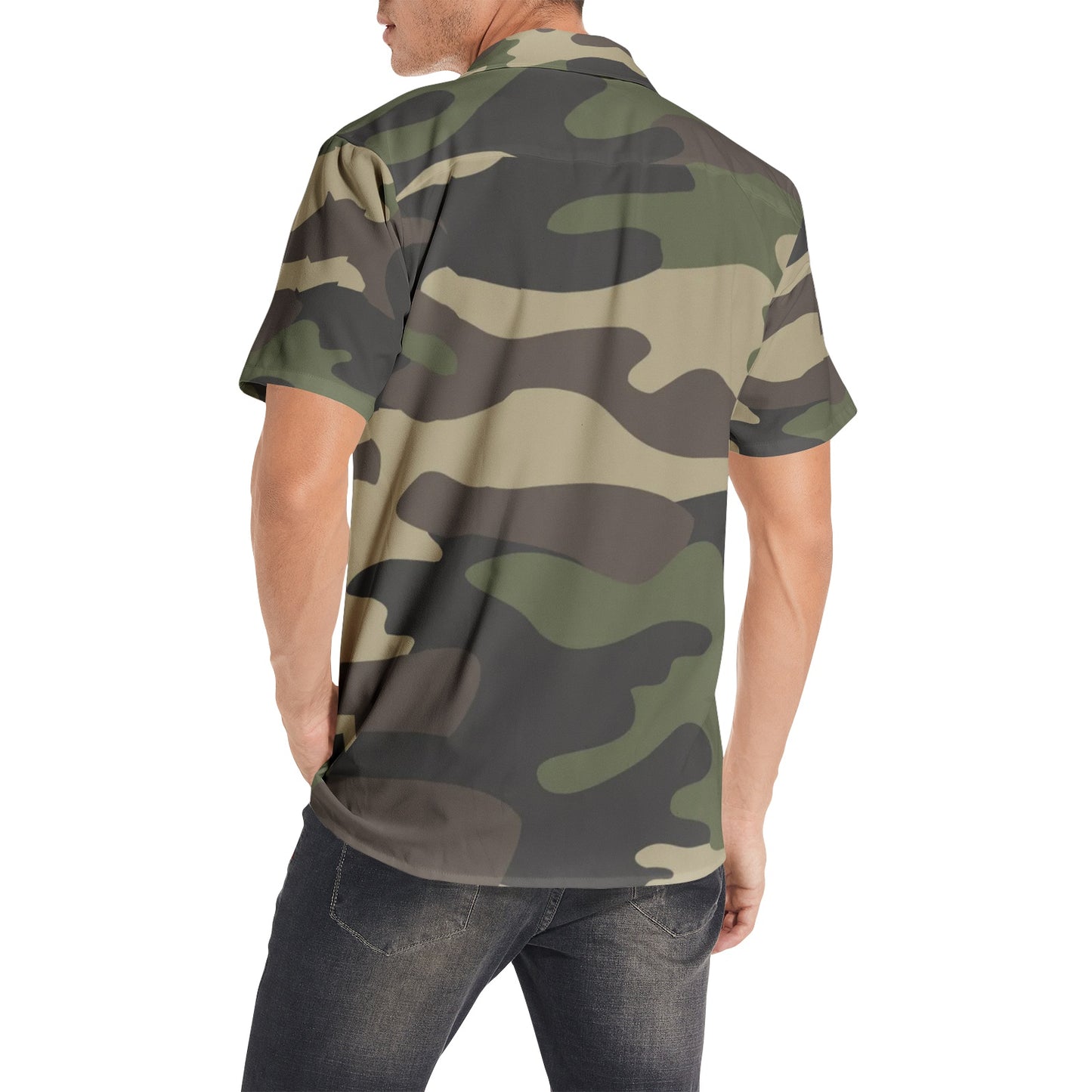 Cotton Camo Shirt For Men | Classic Green Short-Sleeve