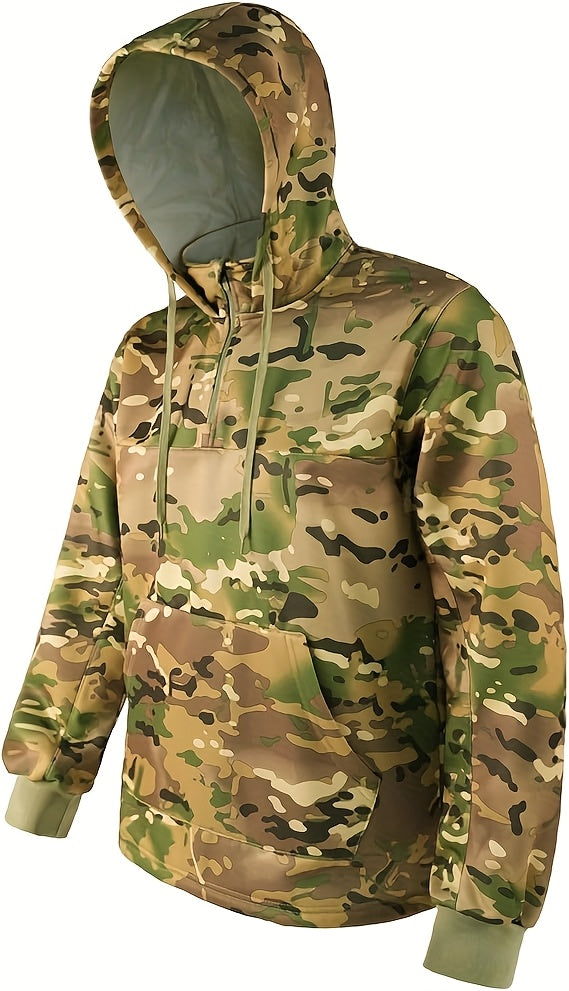 Men's Camo Hoodie - Wool-Lined, Thermal Pullover for Hunting & Fishing