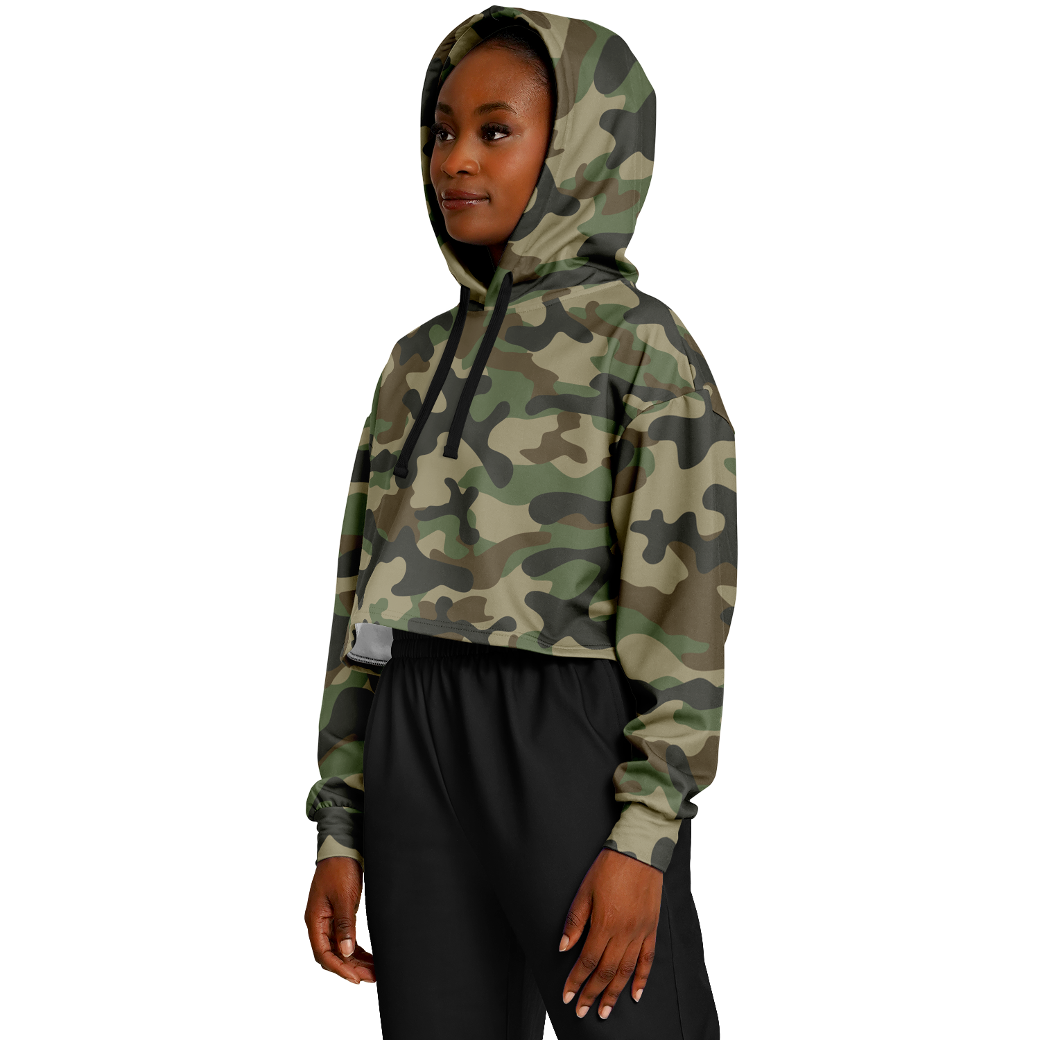 Cropped Hoodie For Women | Military Brown Camouflage