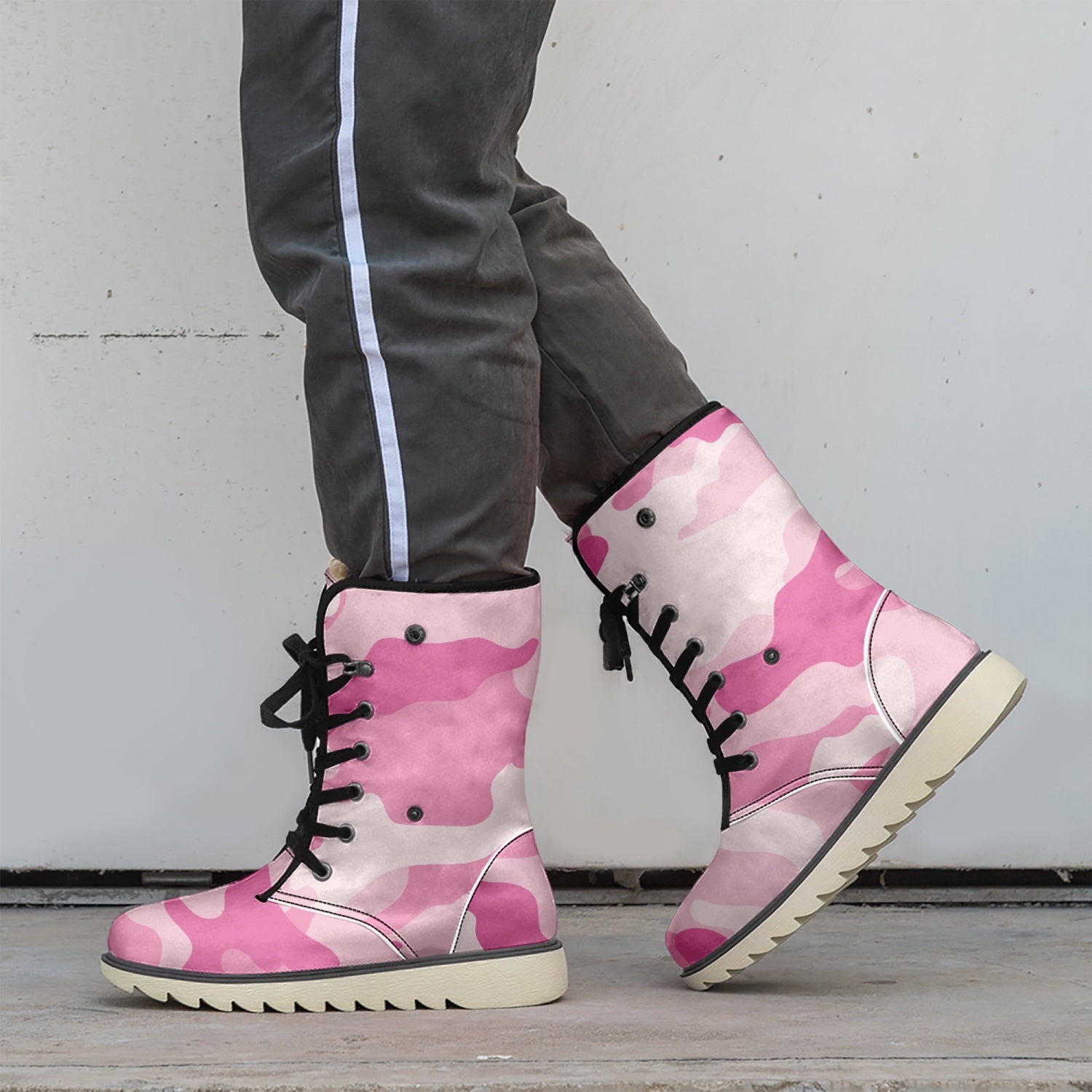 Camo Boots | Lavender Pink Cotton-Pad Fur Lining