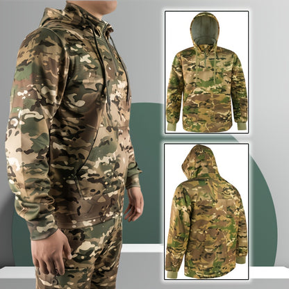 Men's Camo Hoodie - Wool-Lined, Thermal Pullover for Hunting & Fishing