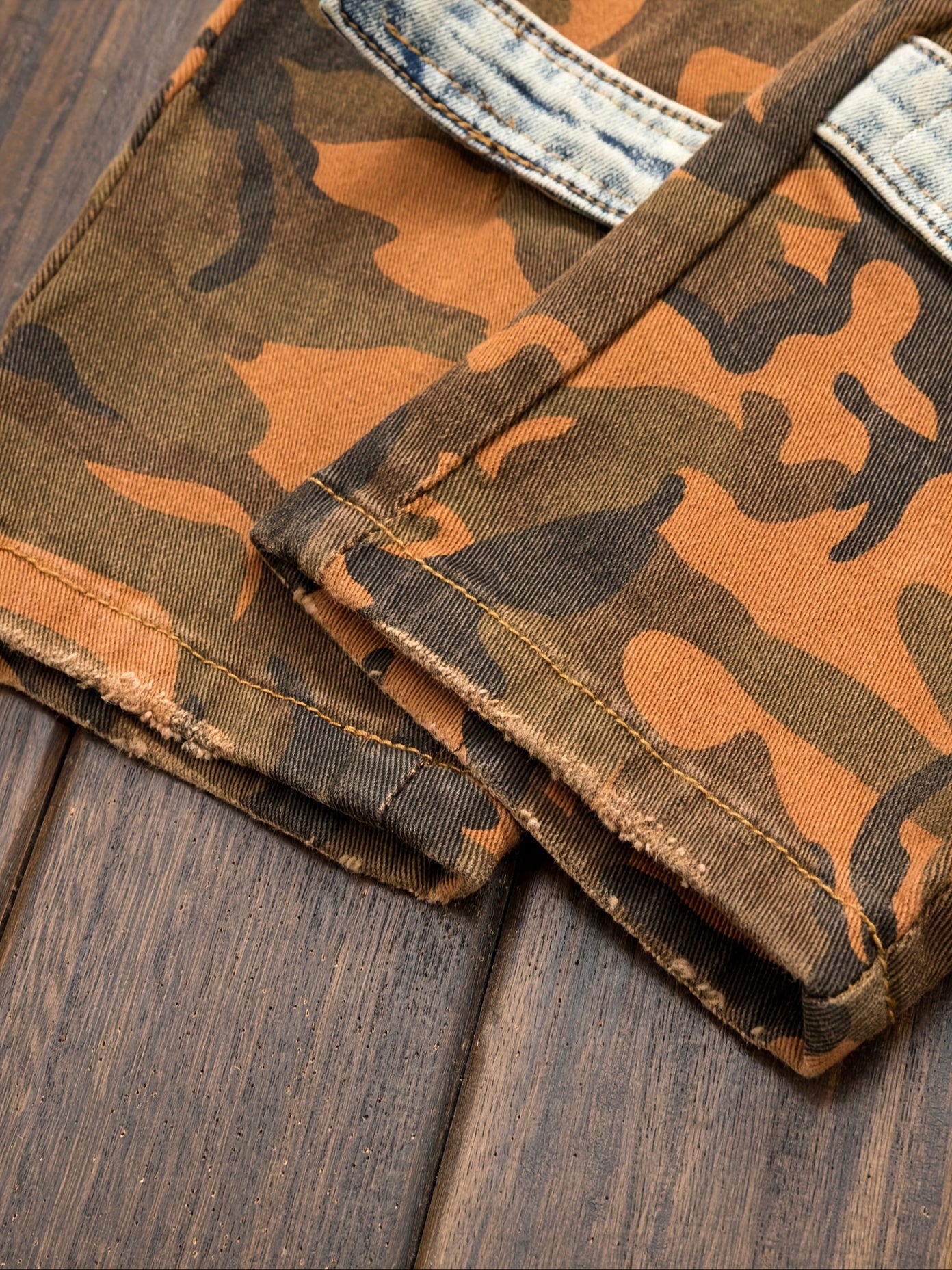 Men's Camo Light Stretch Skinny Fit Trousers | Patchwork Denim