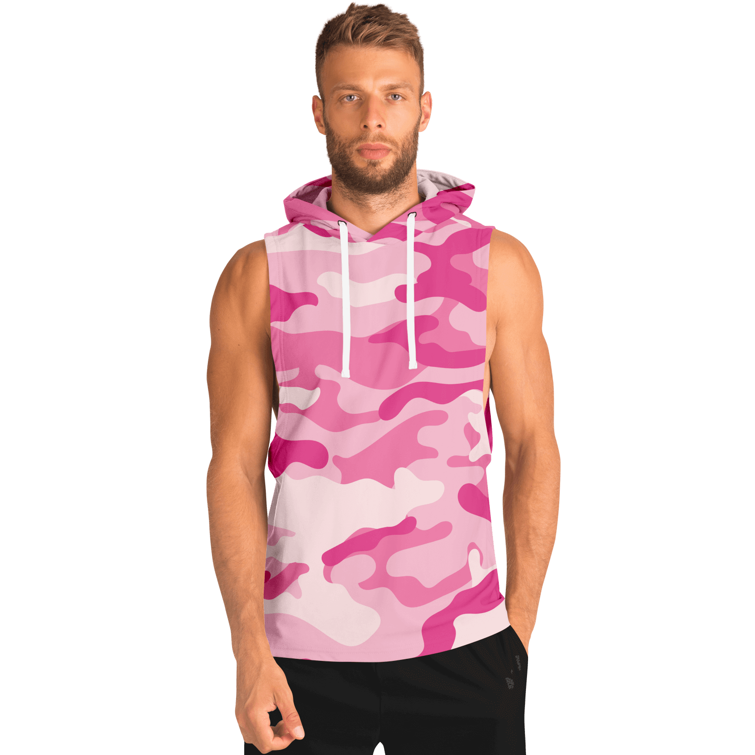 Sleeveless Hoodie | Lavender Pink Camouflage