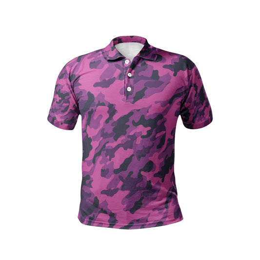 Pink Camo Golf Shirt | Mixed Blue & Magenta Camouflage