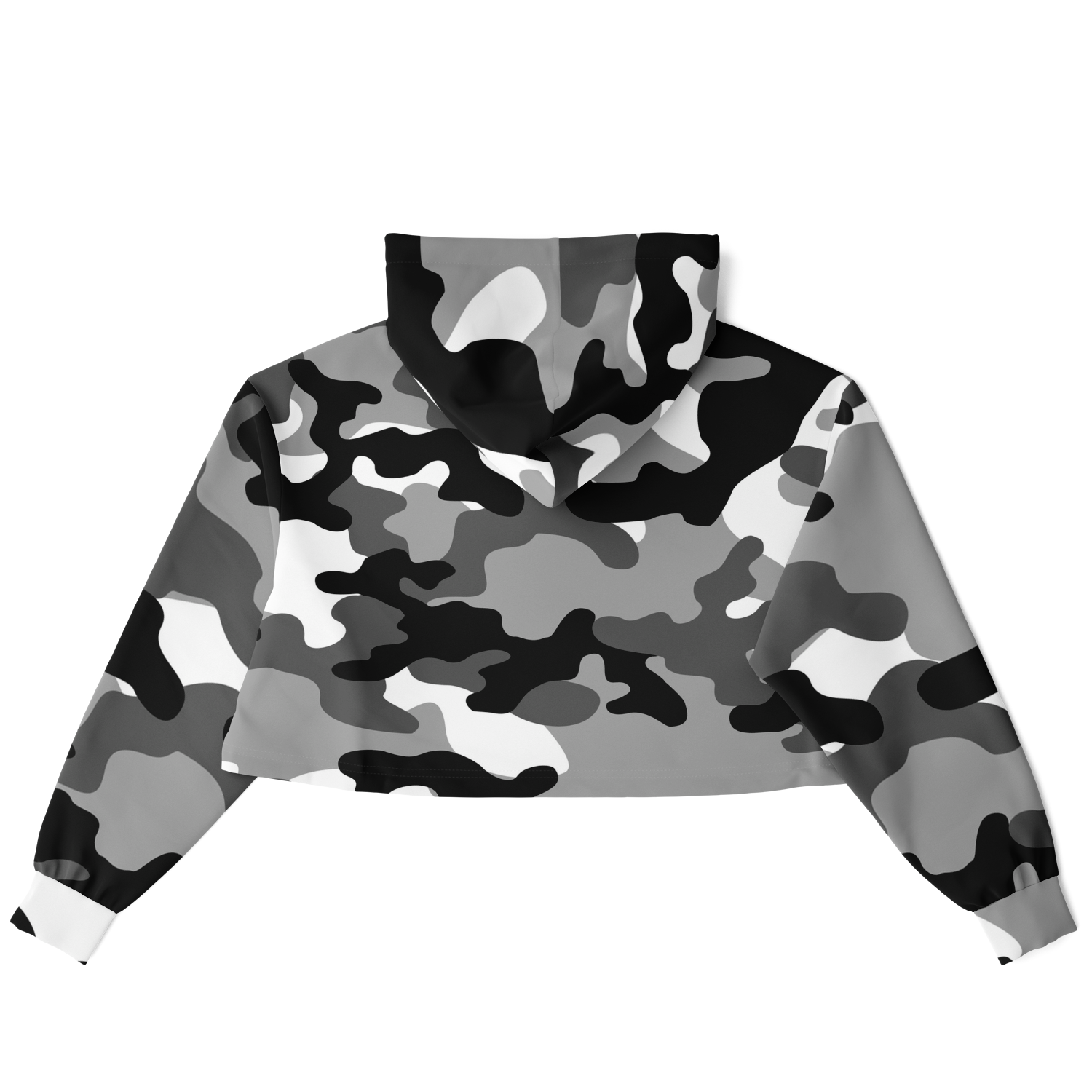 Cropped Hoodie For Women | Black, White & Gray Camouflage