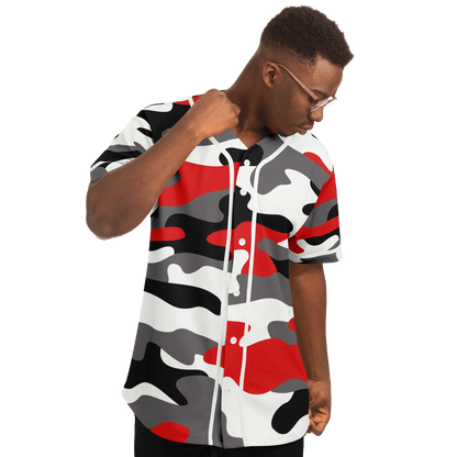 Camo Baseball Jersey | Red, Black & White Camouflage