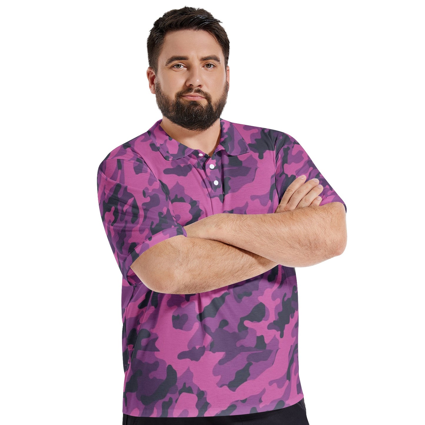 Pink Camo Golf Shirt | Mixed Blue & Magenta Camouflage