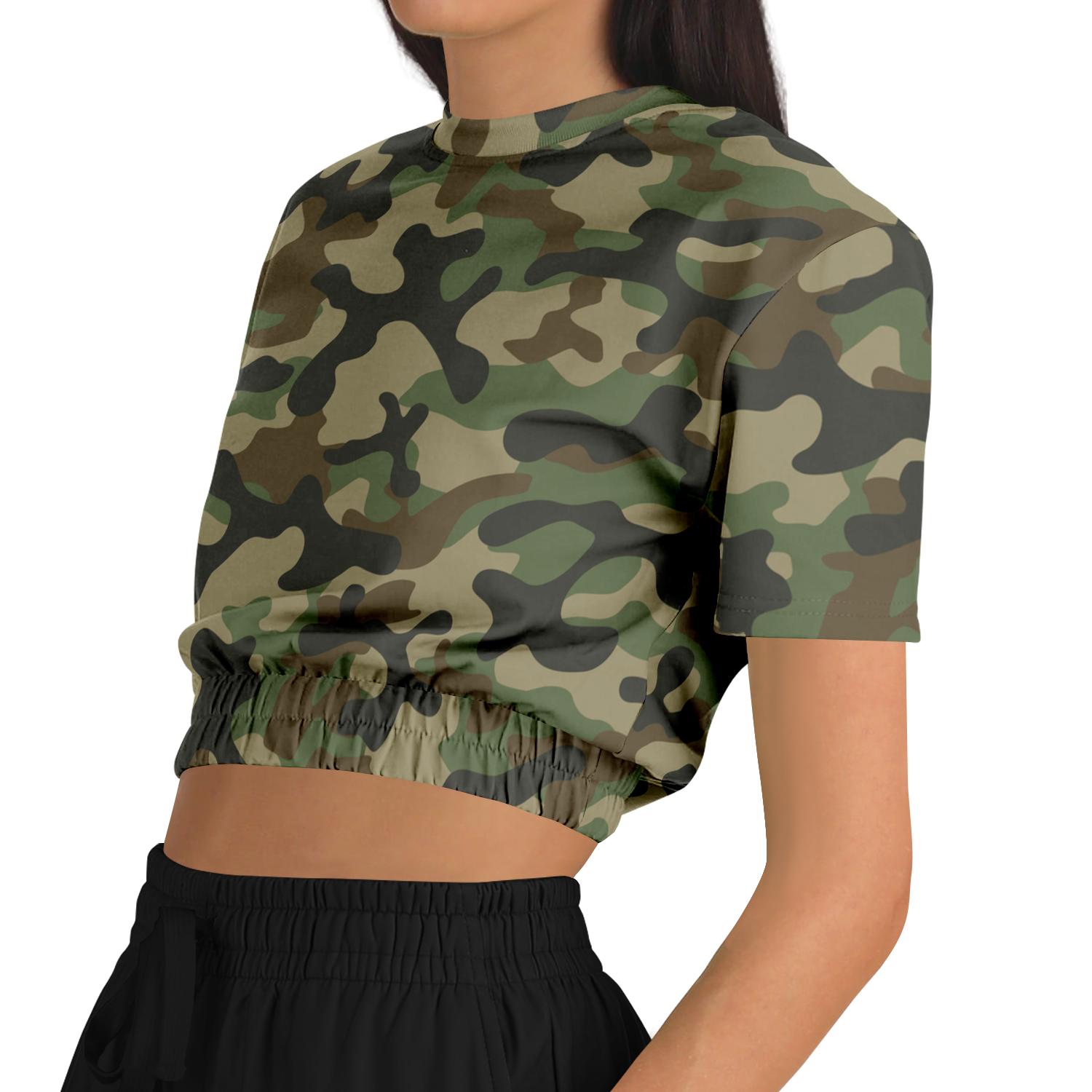 Camo Crop Top Sweatshirt | Military Brown Camouflage